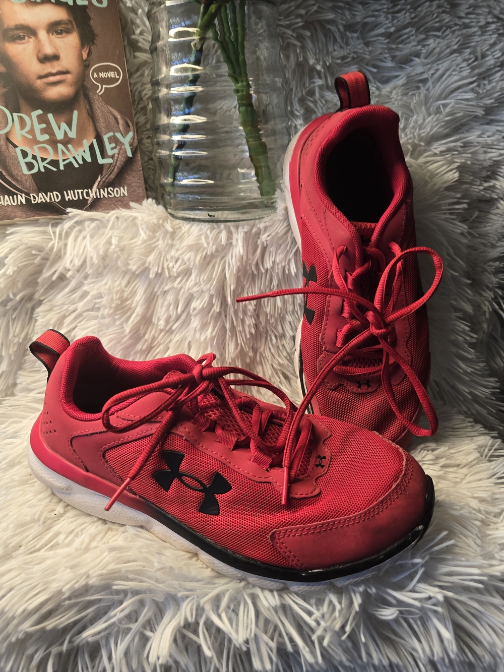 Under Armour Kids Red and Black Lace-Up Sneakers